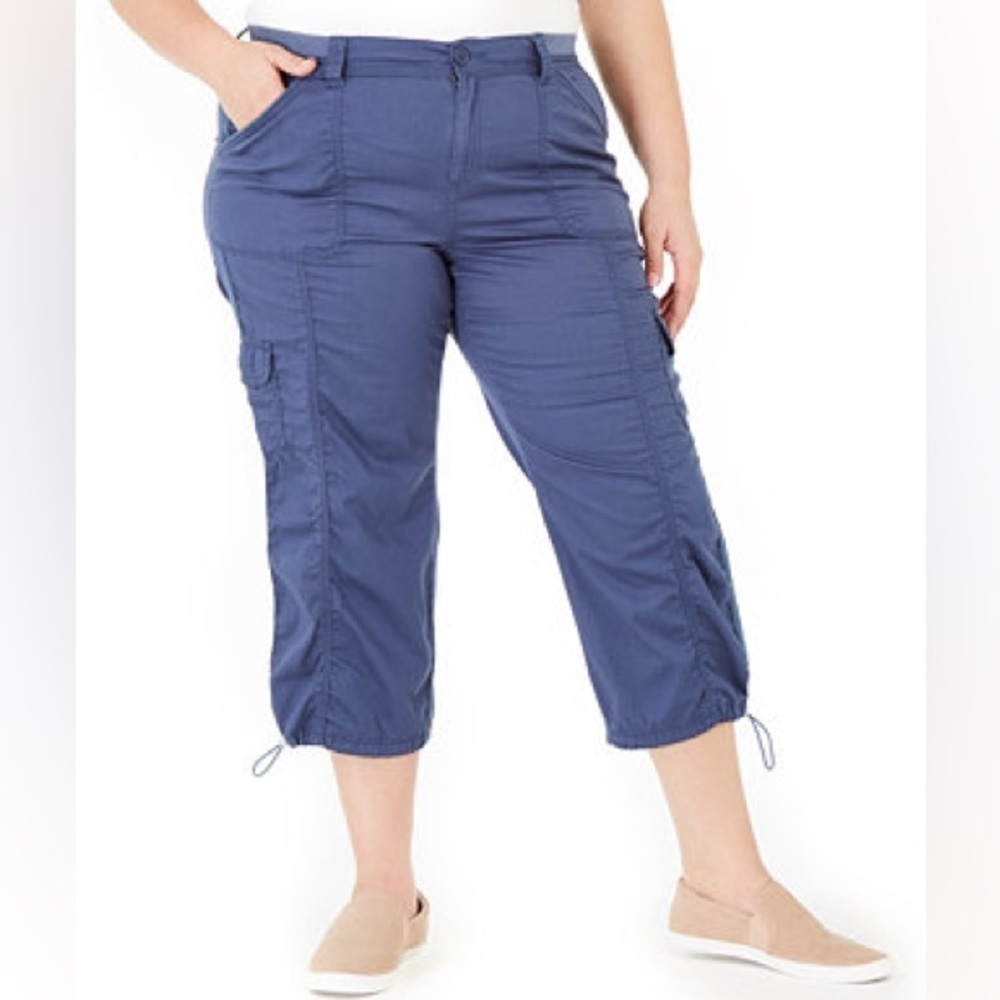 NEW Style & Company Bungee Cargo Pant New Uniform Blue Women’s Plus Size 22W